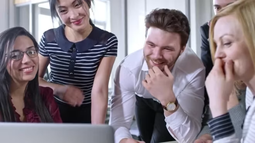 Business team reviewing supplier, procurement and risk information.